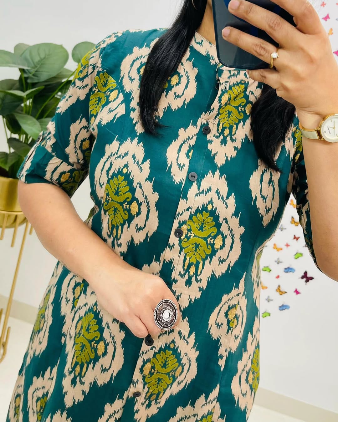 GREEN Cotton Kurti With Palazzo Set For Women