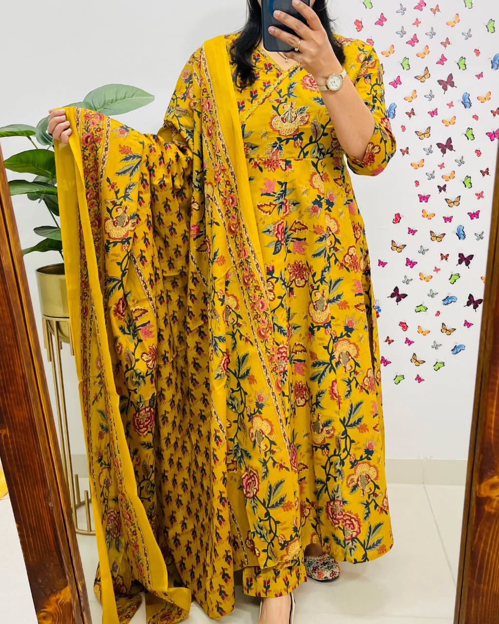 Anarkali Kurta Set with Angrakha Style with Side Dorii