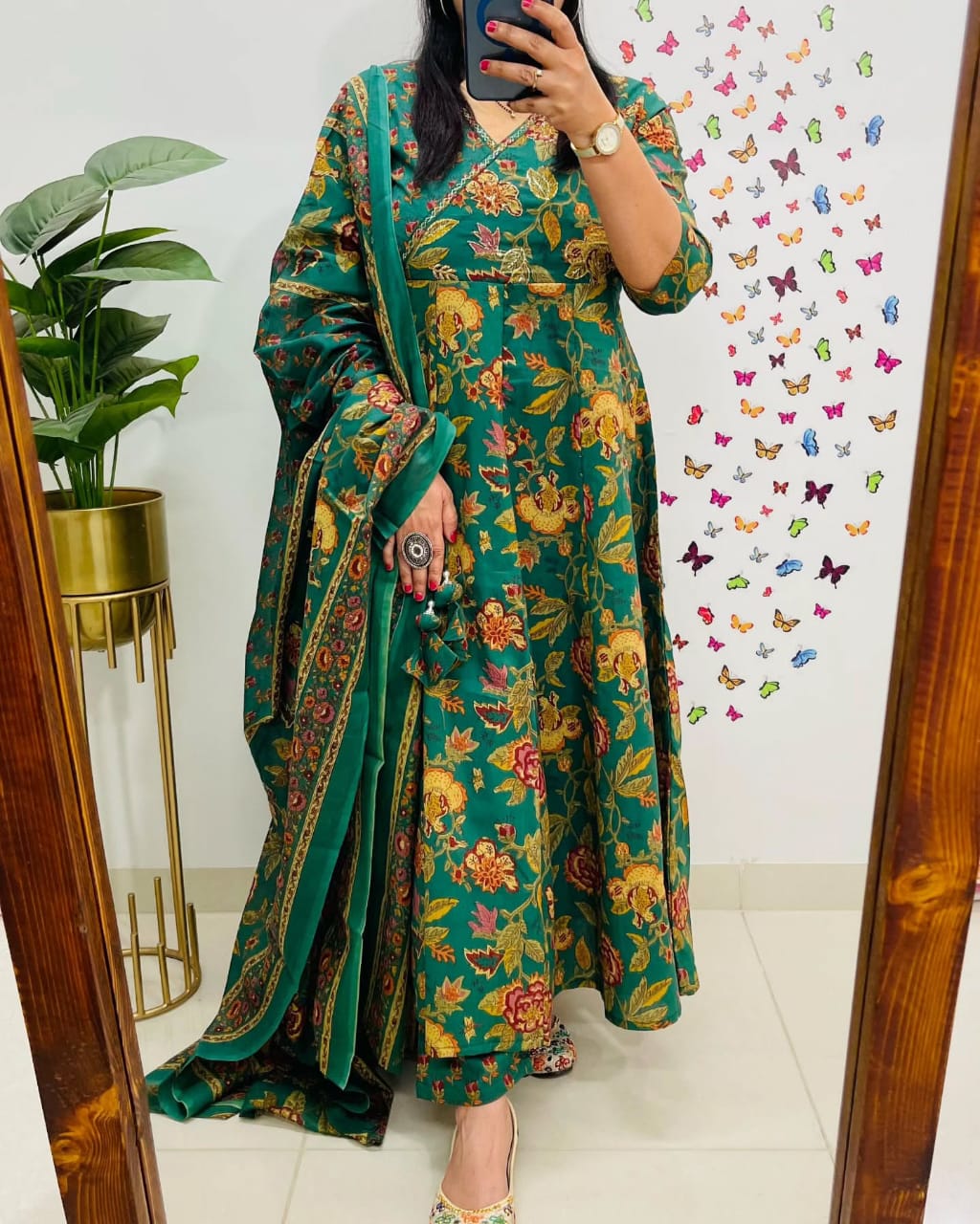 Anarkali Kurta Set with Angrakha Style with Side Dorii