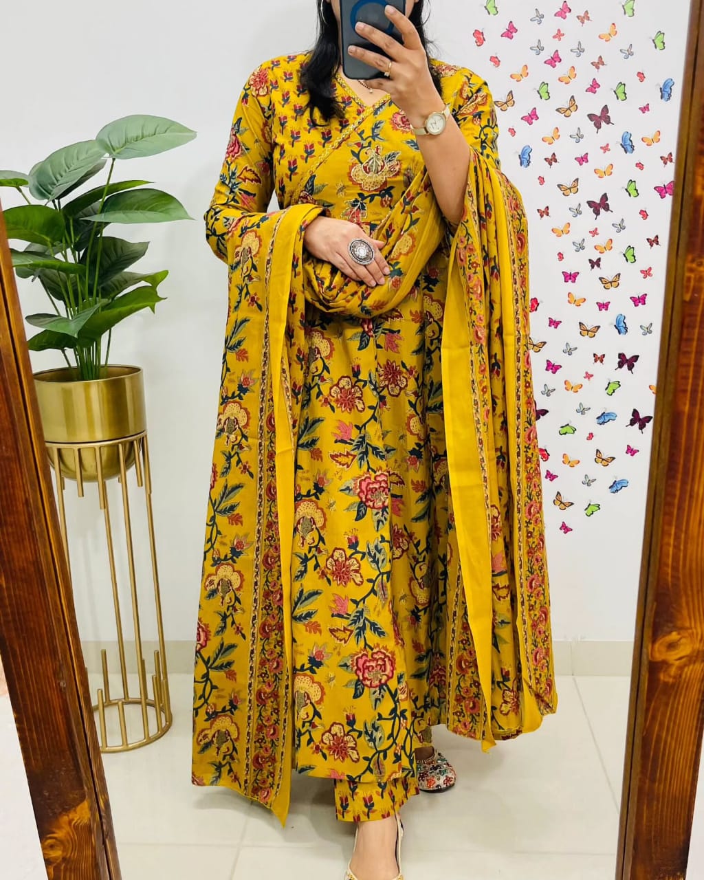 Anarkali Kurta Set with Angrakha Style with Side Dorii