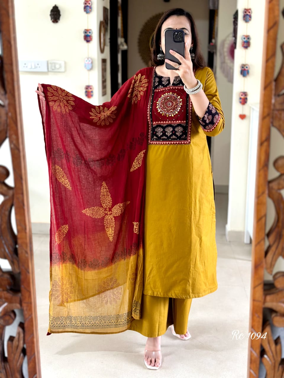 Beautiful Embroidery Yoke Cotton Suit Set Cotton Kurta With Embroidery Yoke And Handwork