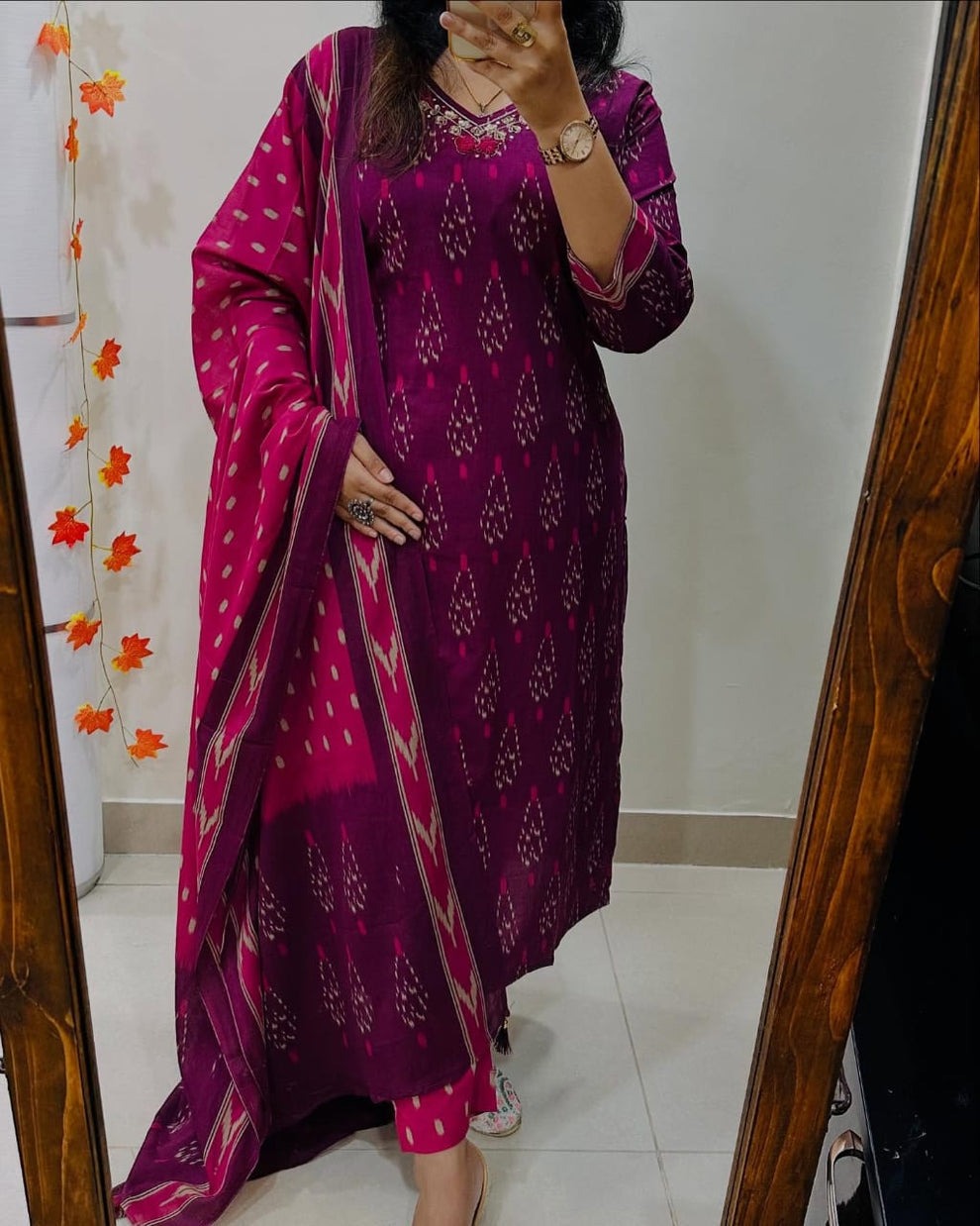 Designer Ikkat Print with Kurti Pant & Dupatta Set
