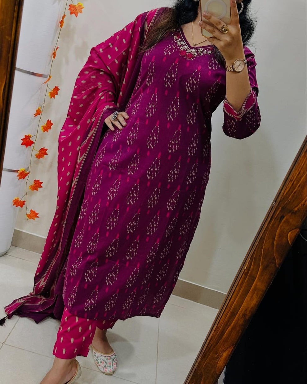 Designer Ikkat Print with Kurti Pant & Dupatta Set