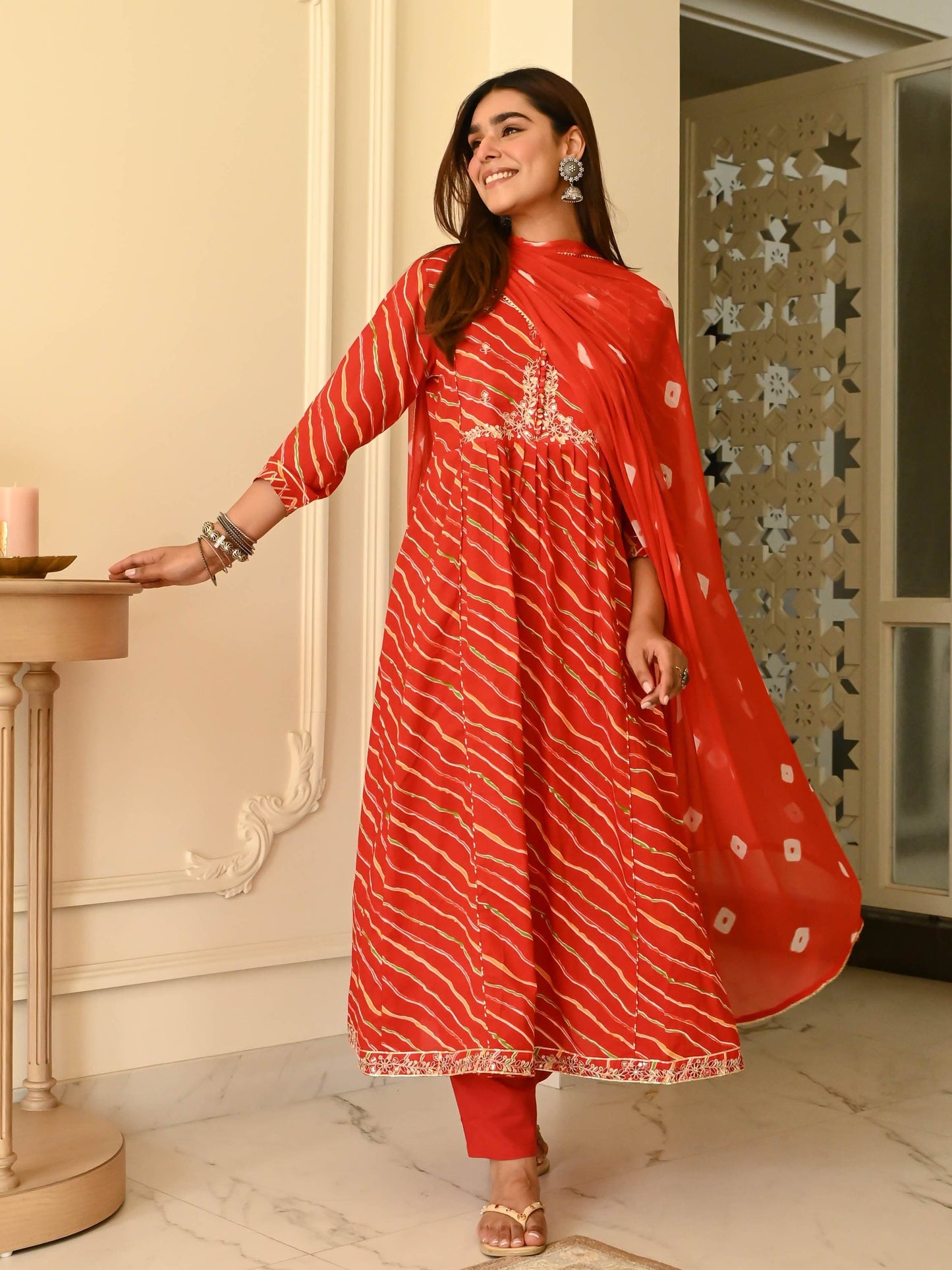 Naina Leheriya Printed Sequinned Kurta With Trousers & Dupatta