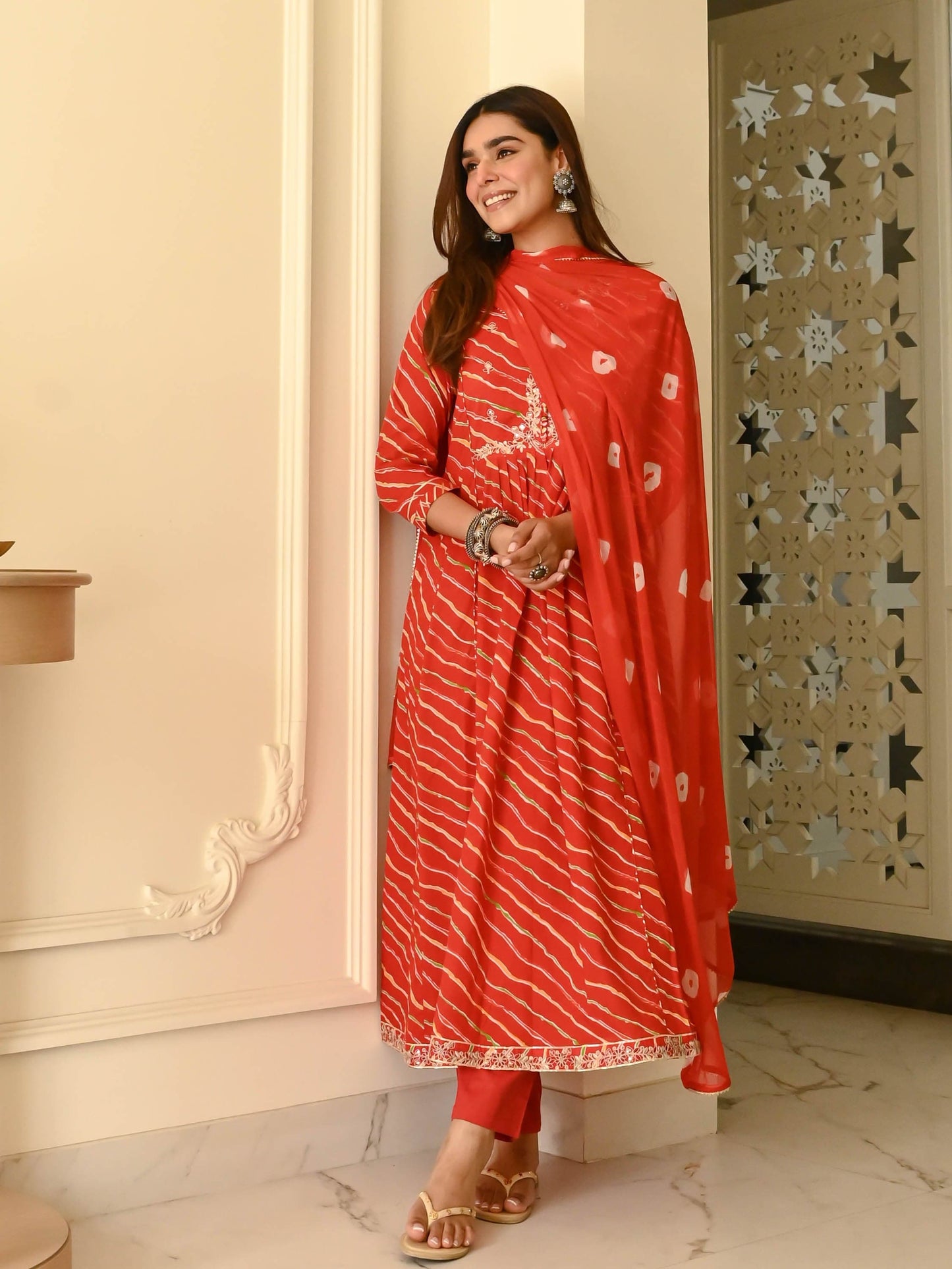 Naina Leheriya Printed Sequinned Kurta With Trousers & Dupatta