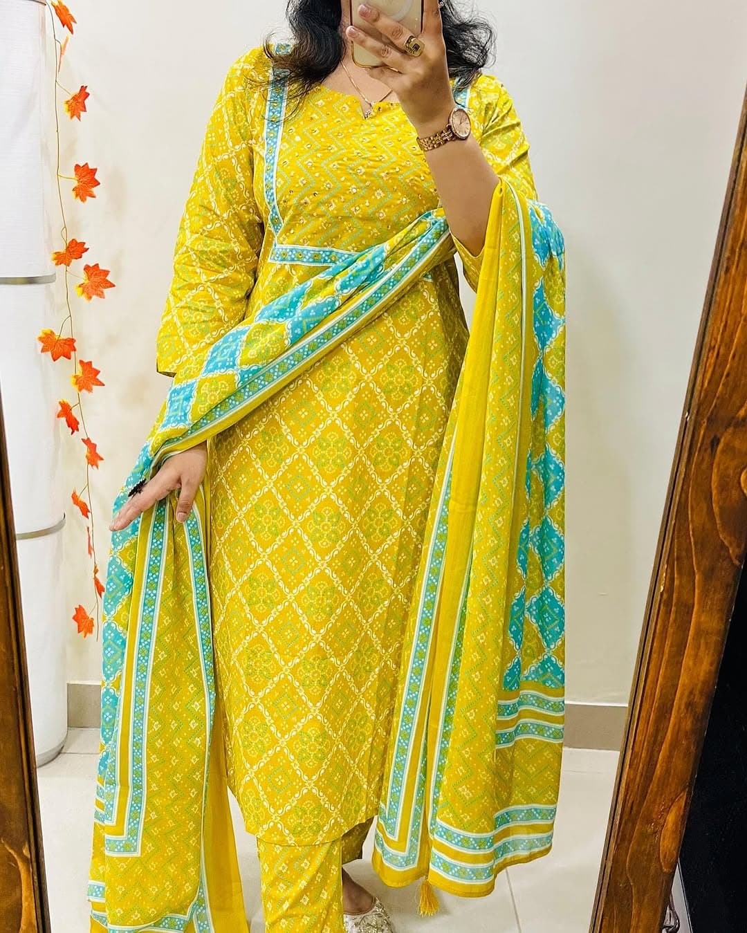 Mirror Bloom Premium Cotton Kurti Set