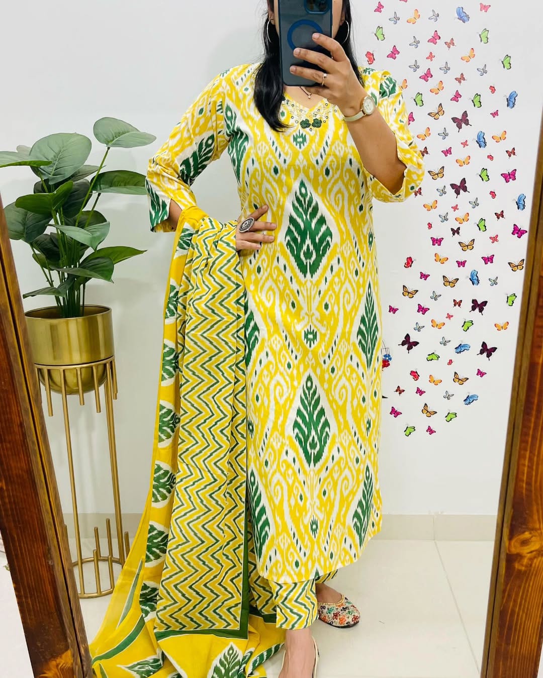 Yellow  Kurta Set With Dupatta Set For Women