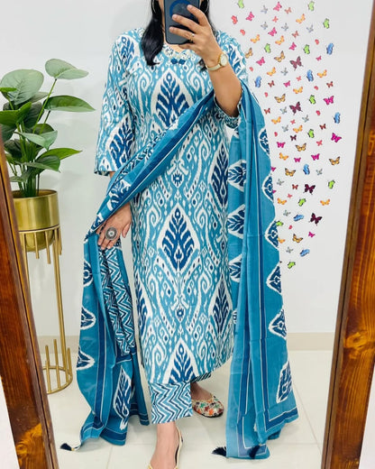 Blue Kurta Set With Dupatta Set For Women