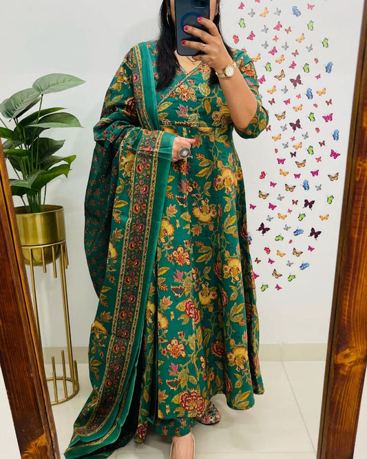 Anarkali Kurta Set with Angrakha Style with Side Dorii
