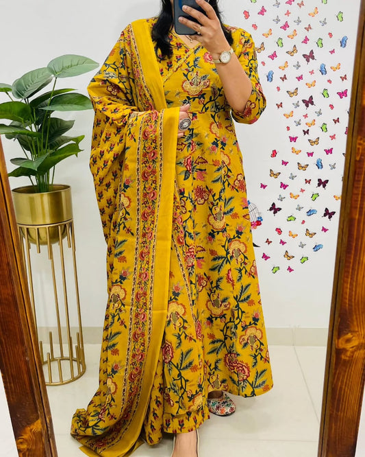 Anarkali Kurta Set with Angrakha Style with Side Dorii