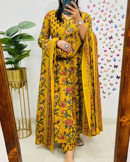 Anarkali Kurta Set with Angrakha Style with Side Dorii