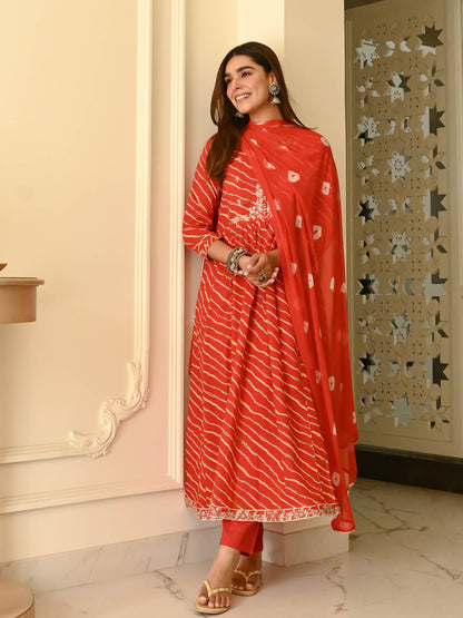 Naina Leheriya Printed Sequinned Kurta With Trousers & Dupatta